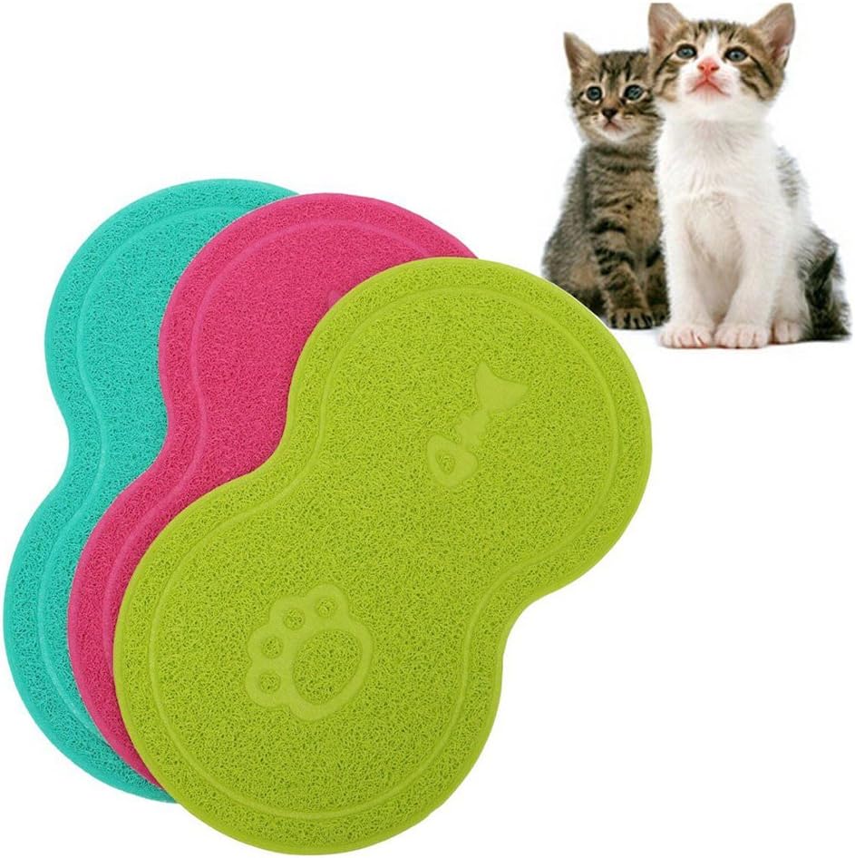Cuteco Pet Food PVC Mat Waterproof Non-slip Pet Feeding Mat Pet Bowl Mat, Pet Feeding Tray For Cats and Dogs (green)
