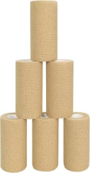 6pcs 4in Self Adhesive Bandage Wraps, 5 Yards Skin Color, Breathable Self-Adherent Wrap Rolls for Sports, Wrist, Ankle and Swelling