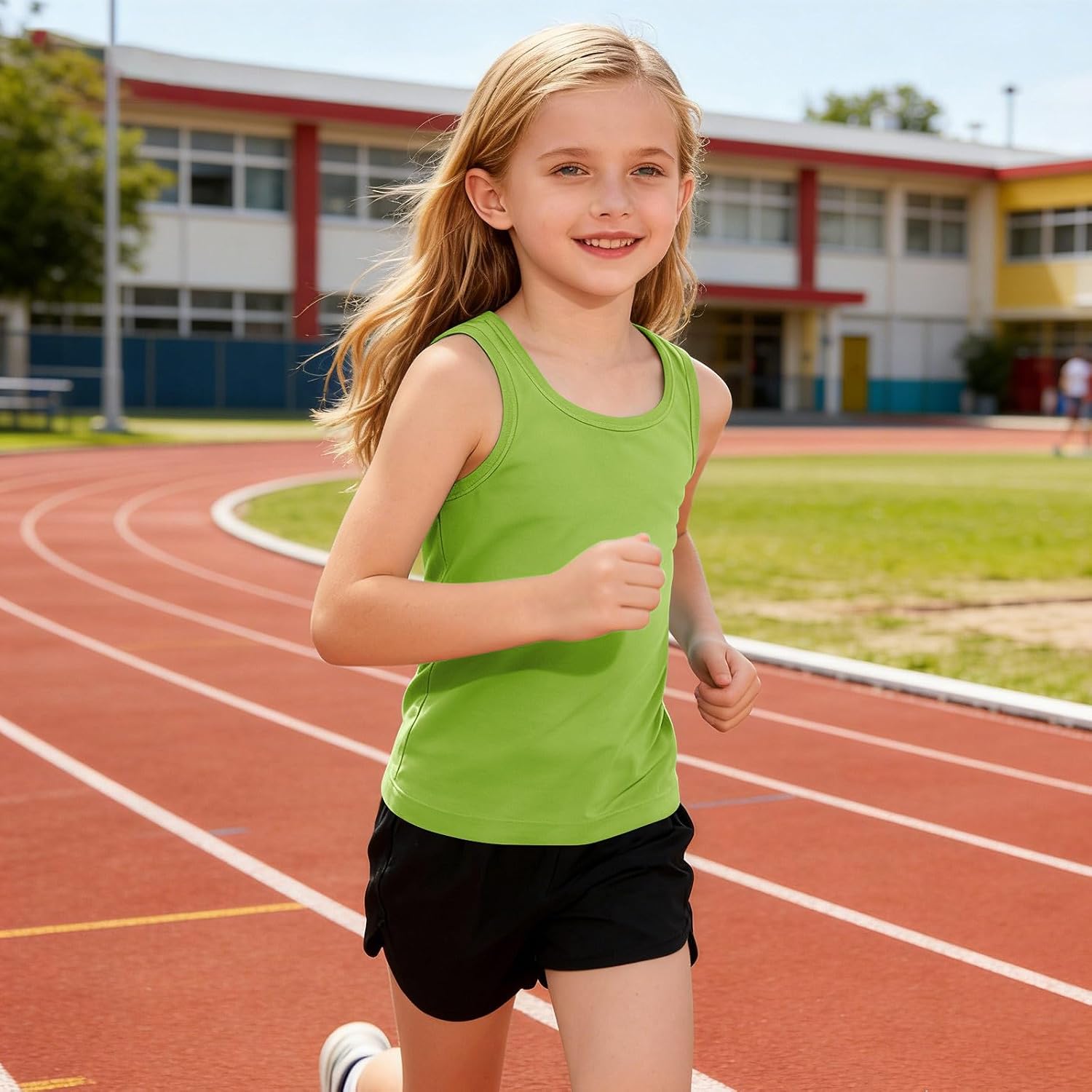 5-Pack Girls Basic Solid Racerback Tank Tops Athletic Casual Sleeveless Versatile Dance Shirts for 1-13 Years