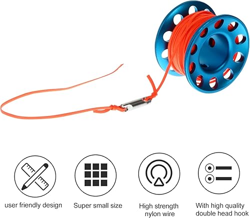 Miniatura 6 de Carrete de buceo de aleación de aluminio, 1 juego de carrete de dedo, carrete de buceo de aleación de aluminio con clip de perno terminado,