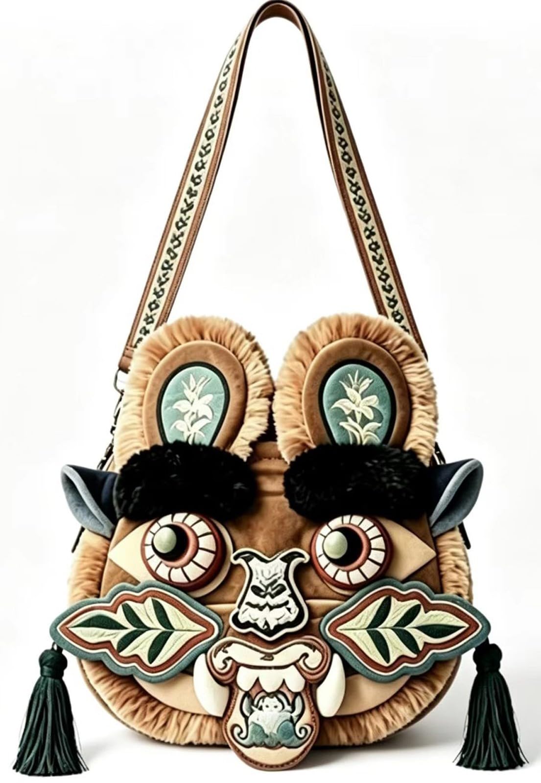 Mochila china hecha a mano con bordado de tigre tradicional y estilo bandolera vintage diario