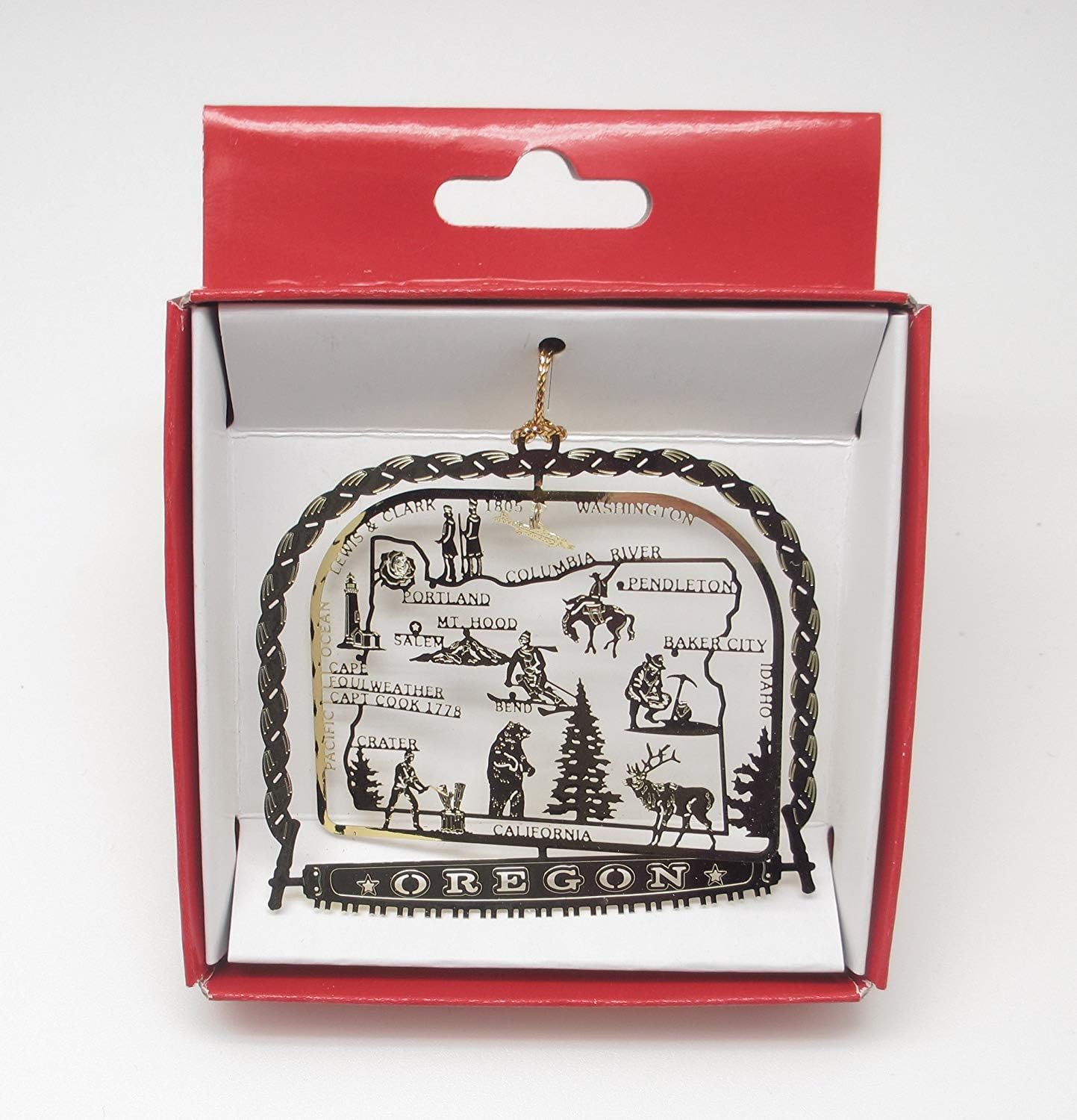 Oregon State Brass Christmas Ornament - Image 2