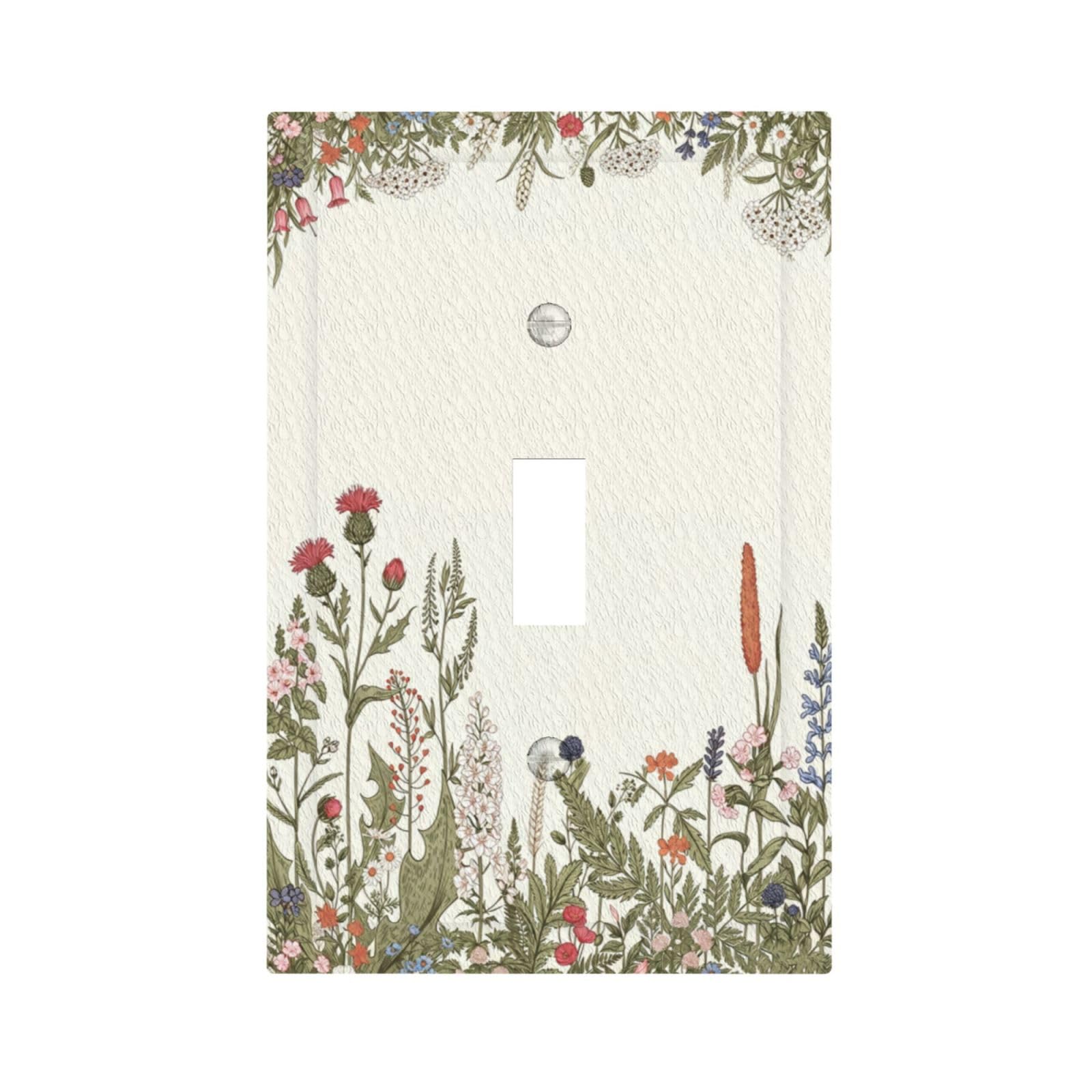 Dwbguo Country Wild Floral Decorative Light Switch Plate Covers Vintage Wildflower Sage Green Leaves 1 Gang Wall Plate Unique Single Toggle Light Switch Covers Artistic Faceplate For Farmhouse Kitchen Decor