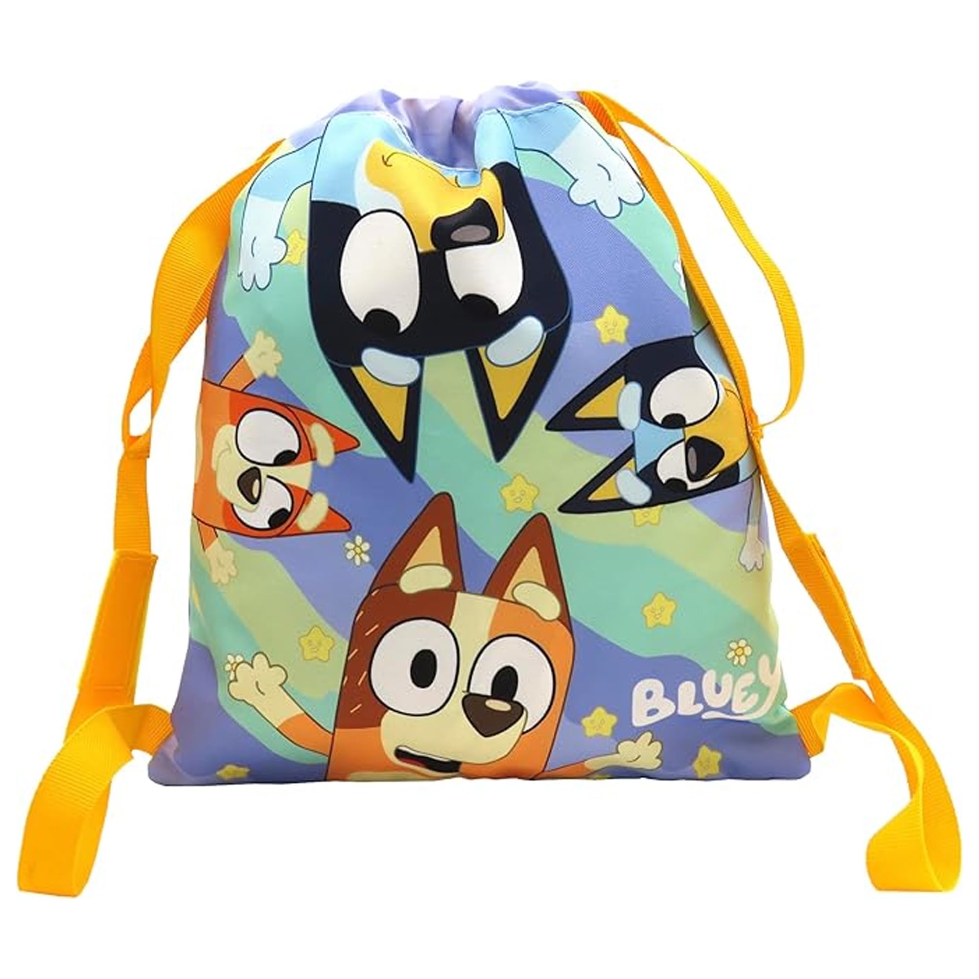 CyP Brands- Bluey, Mochila, Preescolar, Material Escolar, Mochial Saco, Bolsa con Cuerdas,Bolsa, Light Waves, Color Azul, Producto Oficial