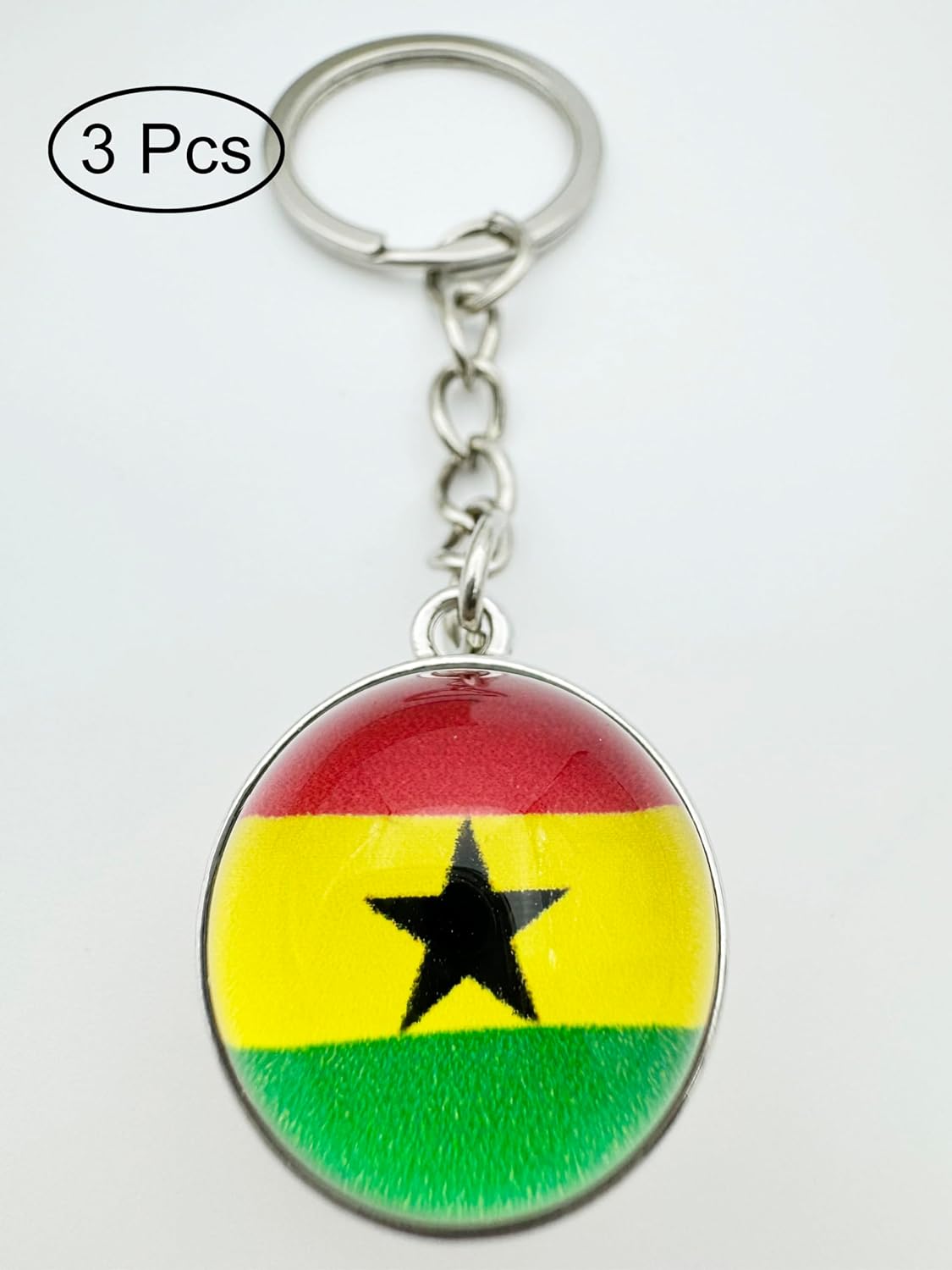 3 Pcs Ghana Flag Key Chain,Cool Keychain for Car Keys, Stainless Steel Keyrings & Keychains,Used for Home Decoration, Jewelry Hanging Decorations. - Image 2