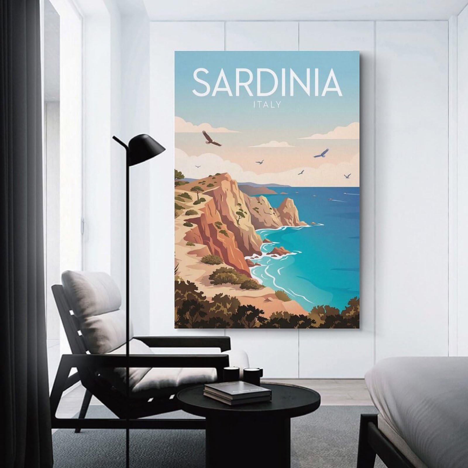 Junmoney Sardinia Italy Coastal Landscape Wall Decor Canvas Print, 20x30inch(50x75cm), for Small Homes, Bedrooms Or Open Spaces, Wall Decor with Flexible Room Appeal