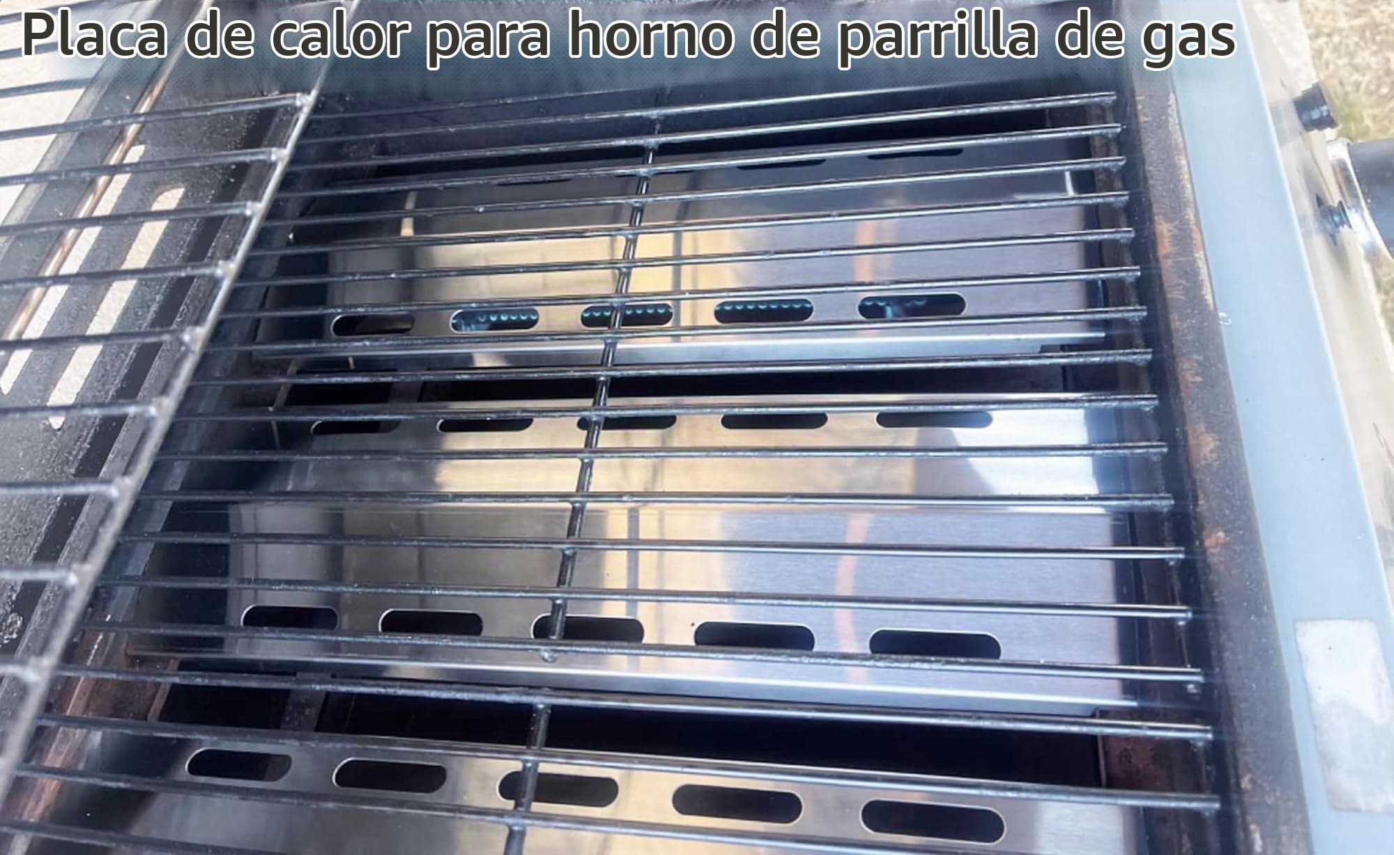 Placa de calor para parrilla de gas para barbacoa, 4 piezas de repuesto de parrilla de patio trasero de acero inoxidable, parrilla de gas, horno, tiendas de calor, deflector, cubierta de quemadores, a