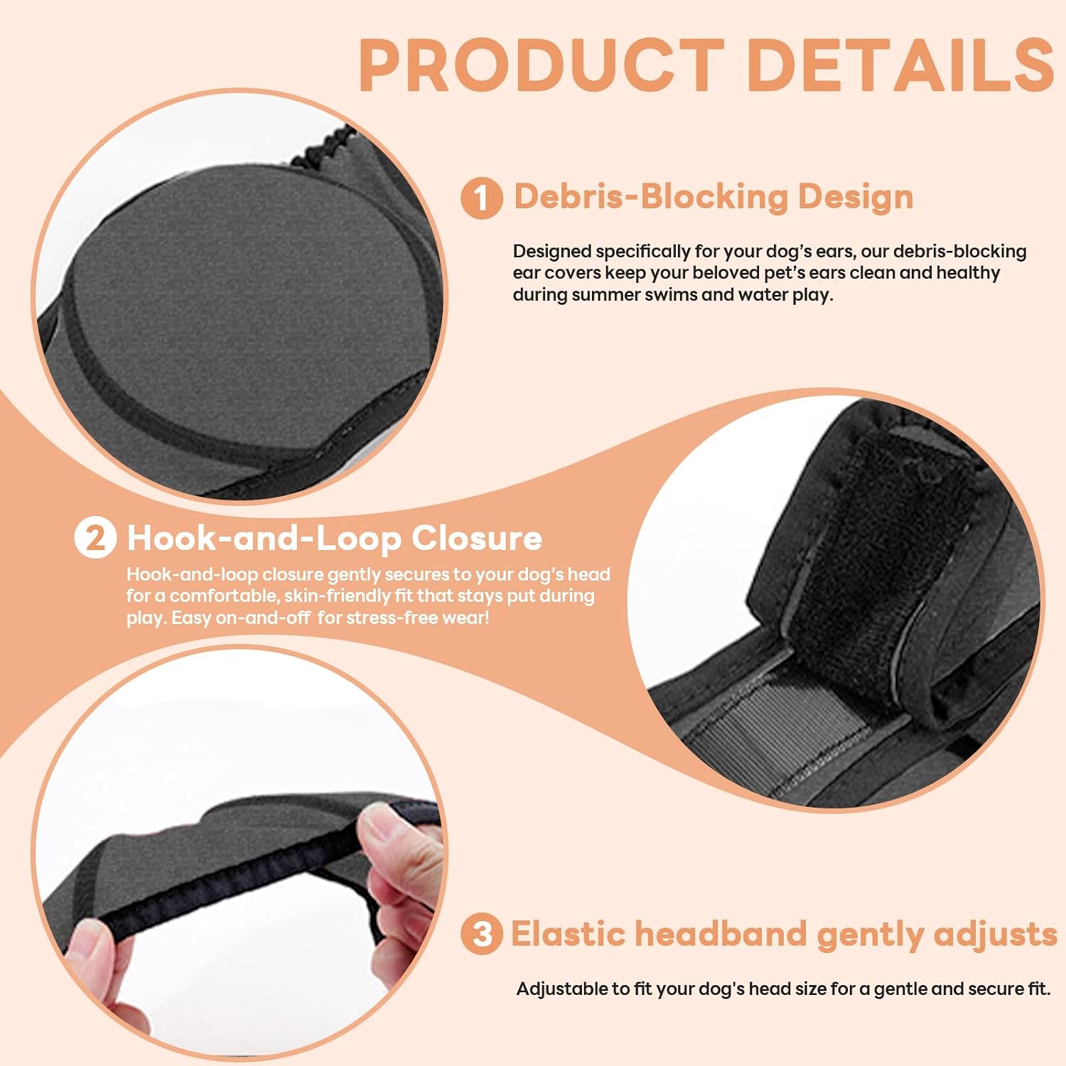 Dog Ear Muffs Noise Protection, No-Shake Ear Wrap for Hematoma Care, Bathing, Drying, Swimming & Noise Anxiety Relief (Grey, Small)