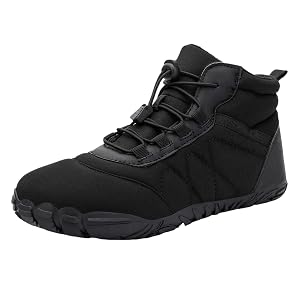 Womens Winter Hike Barefoot Boots Waterproof Warm Fur Lined Non-Slip Comfortable Zero Drop Ankle Sneakers Hiking Walking Snow