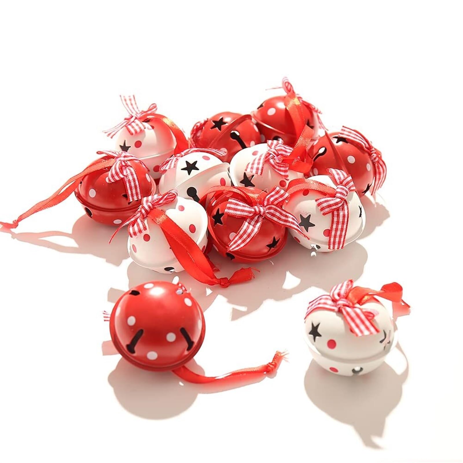 Campanelle Natale Jingle Bells Campane Artigianali di Natale con Fiocco Neve for L'Albero della Festa Decorazioni(White And Red)