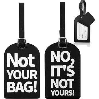 Pack of 2 Faux Leather Suitcase Tags Luggage Tags Tags with Name Tag Address Tag Suitcase Travel Accessories - Black