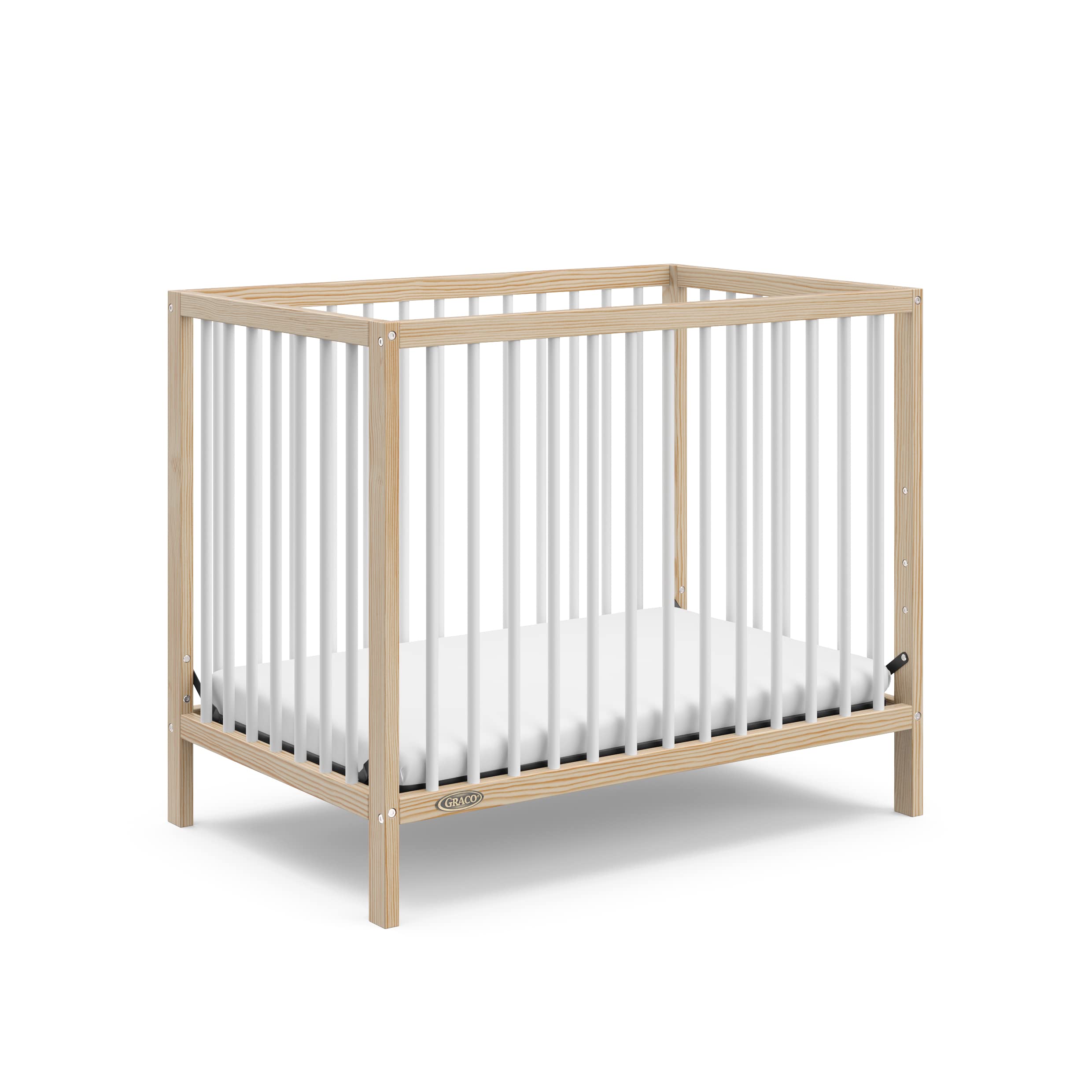 Graco Teddi 4-in-1 Convertible Mini Crib - Natural/White, Includes 2.75-inch Mattress with Water Resistant Outer-Cover