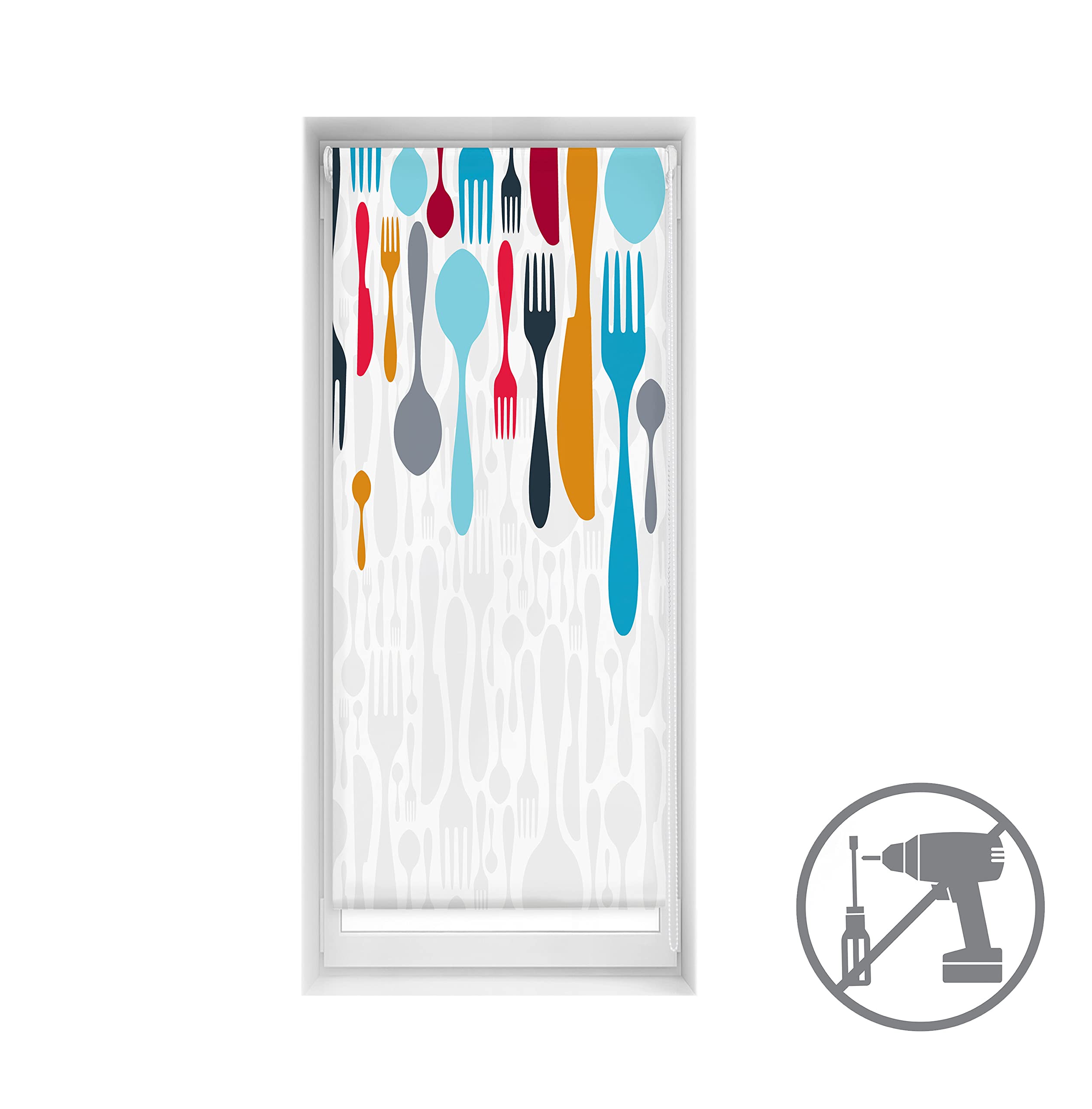 Blindecor Store occultant Facile sans perçage Motif Blackout imprimé numérique, Couverts 60 x 150 cm (l x H) Taille du Tissu 57 x 145 cm