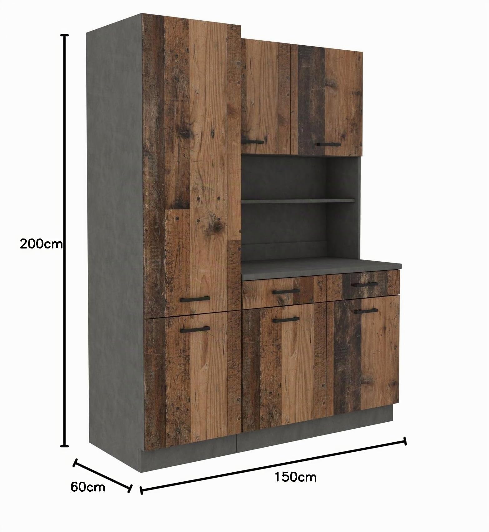 Kuechen-preisbombe Buffet Küche Mario 150 Küchenzeile Küchenblock Einbauküche Old Wood Style Matera