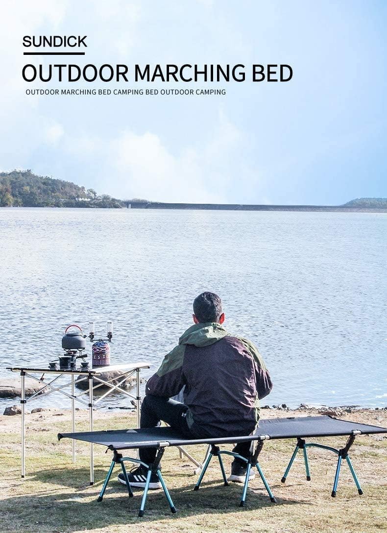 Folding Camping Bed Cot with Carry Bag 120Kg Load 195×65×38cm Single Cot Portable Bed for Travel Outdoor Fishing