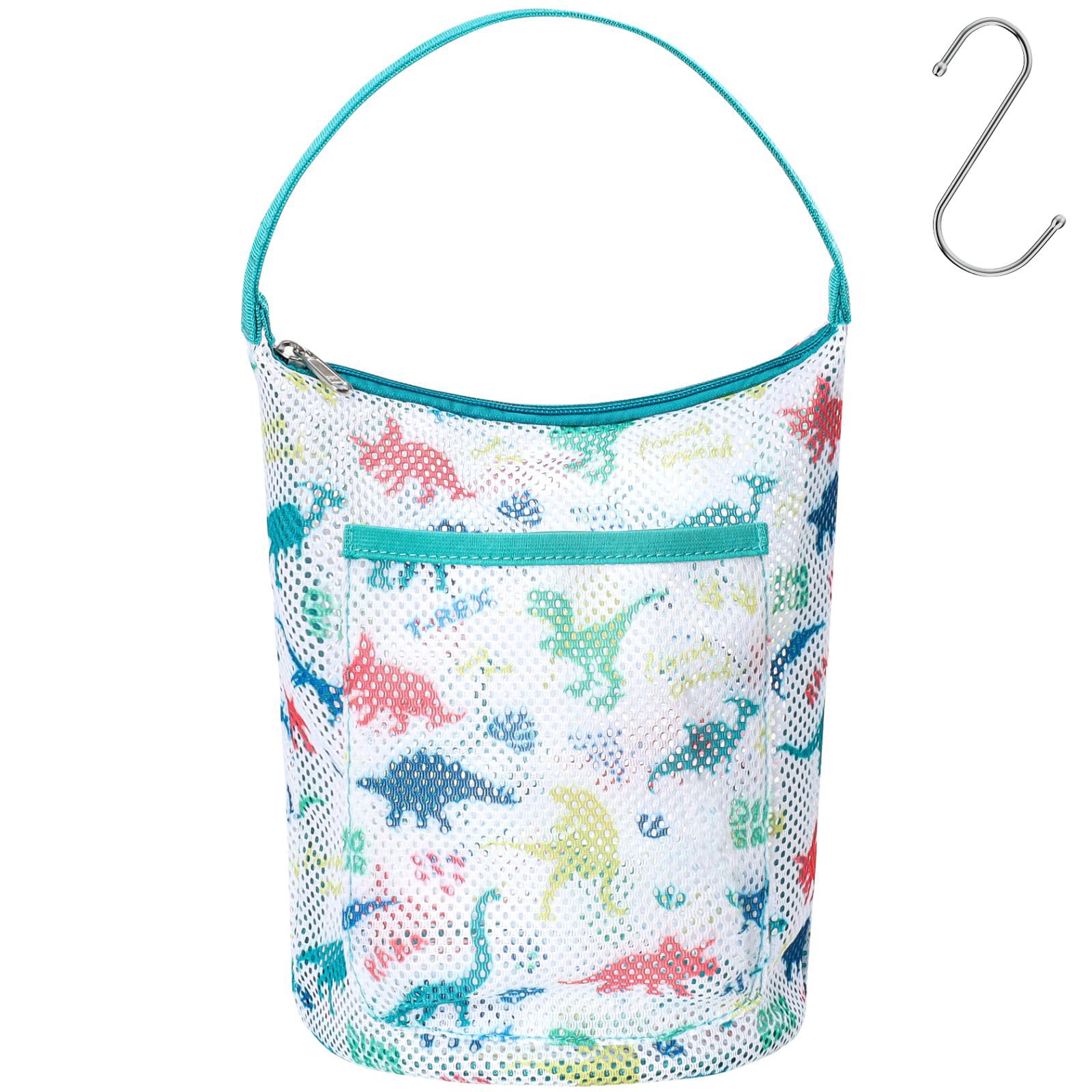 BrainyBees Kids Mesh Shower Caddy - Small Boys Shower Bag Portable Collapsible Camp Pool Travel Gym Bathroom Essentials