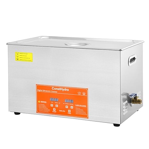 ConstHydra Limpiador ultrasónico profesional con temporizador digital y calentador, acero inoxidable 304 600 W 7.9 galones30L limpiador ultrasónico