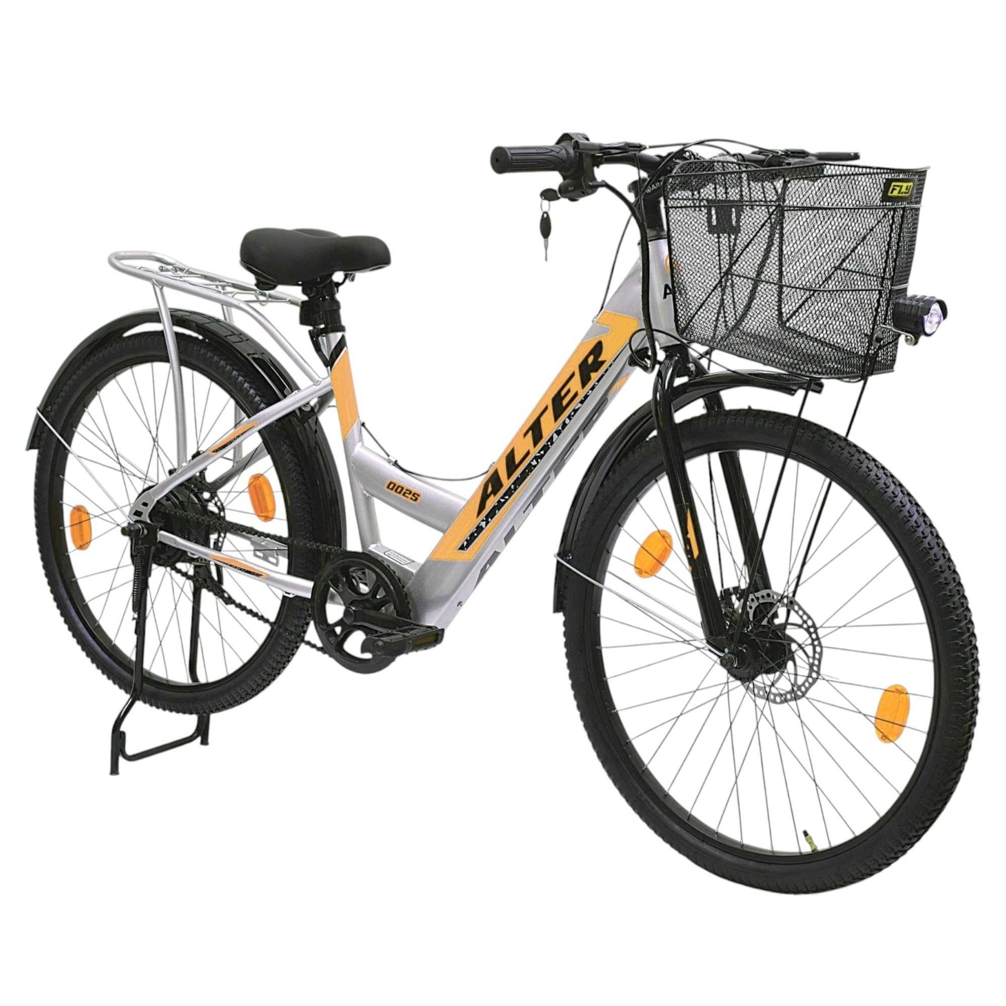 Alter 26" 002S-FLY Model Electric Cycle | 95% PREASSEMBLED with Charger (5.2 Ah, Golden)-image-11