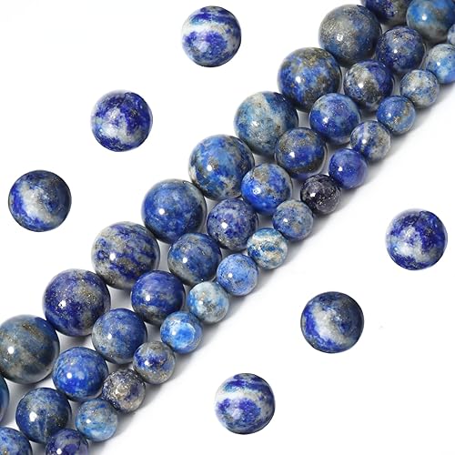 Miniatura 2 de Siomia 60 cuentas de piedras preciosas naturales de lapislázuli de 0.236 pulgadas (0.236 in) con cristal curativo energético, cuentas redondas