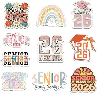 (10pcs) Senior 2026 Sticker Pack, Cute Girly High School Graduation Stickers for Students, Waterproof Class of 2026 Gift, College Student Laptop Planner Tablet Kindle Car Decor (Senior 12, 3 Inches)