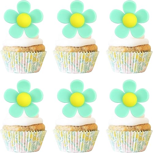 Miniatura 1 de Keaziu Paquete de 25 adornos para cupcakes de flores para fiestas temáticas de flores, cumpleaños, magdalenas, suministros de decoración para baby