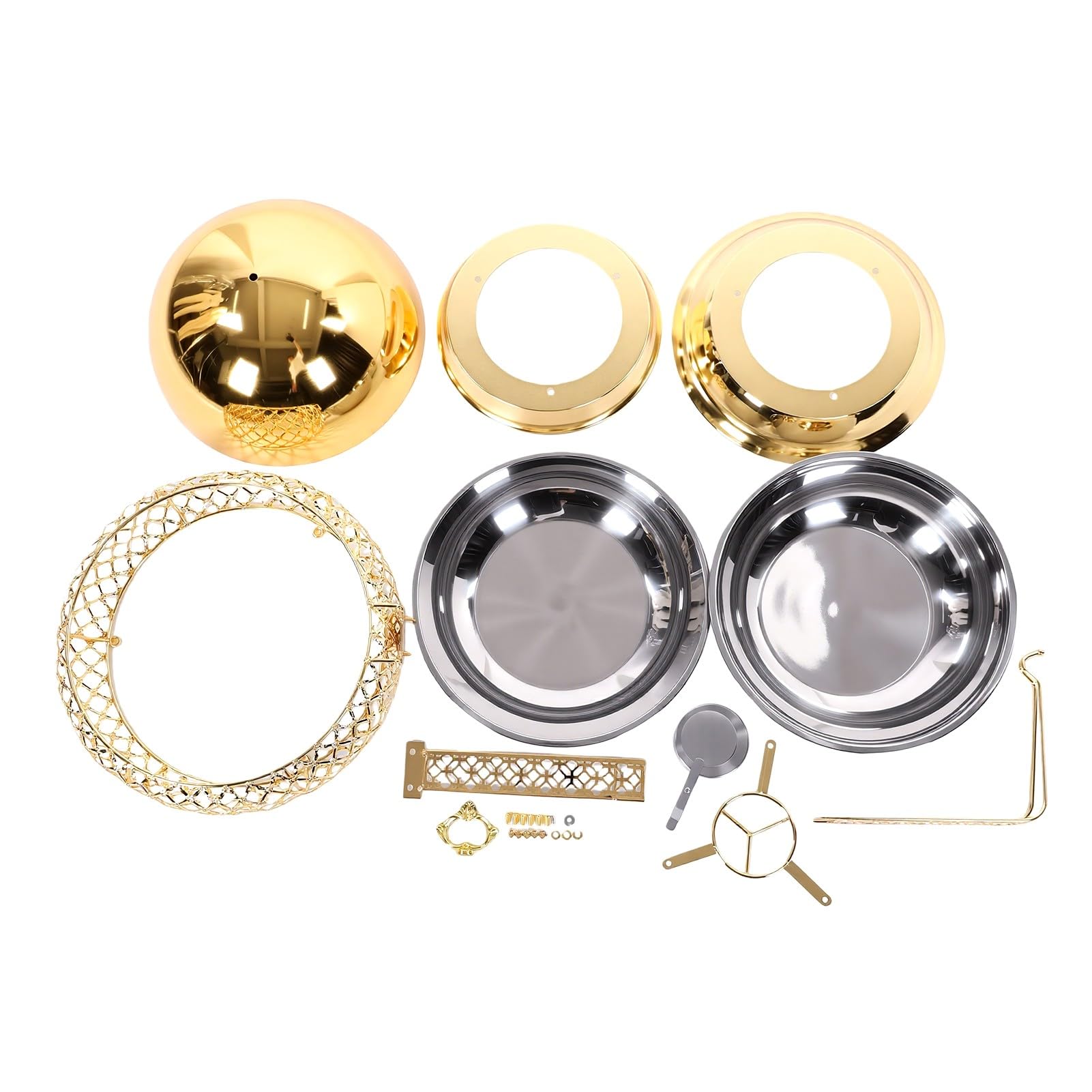 Fockety Fuente de Acero Inoxidable Redonda con Tapa y Asa para Buffet Caterings