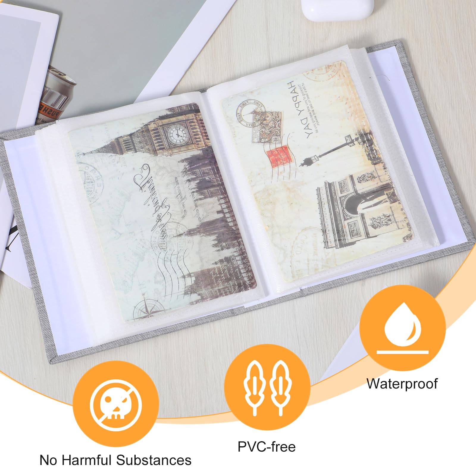 Álbum de fotos pequeño de 4 x 6 pulgadas, 100 páginas con capacidad para 200 fotos, capacidad extragrande, álbumes de fotos de 4 x 6 pulgadas, páginas sin ácidos, para fotos, aniversarios familiares