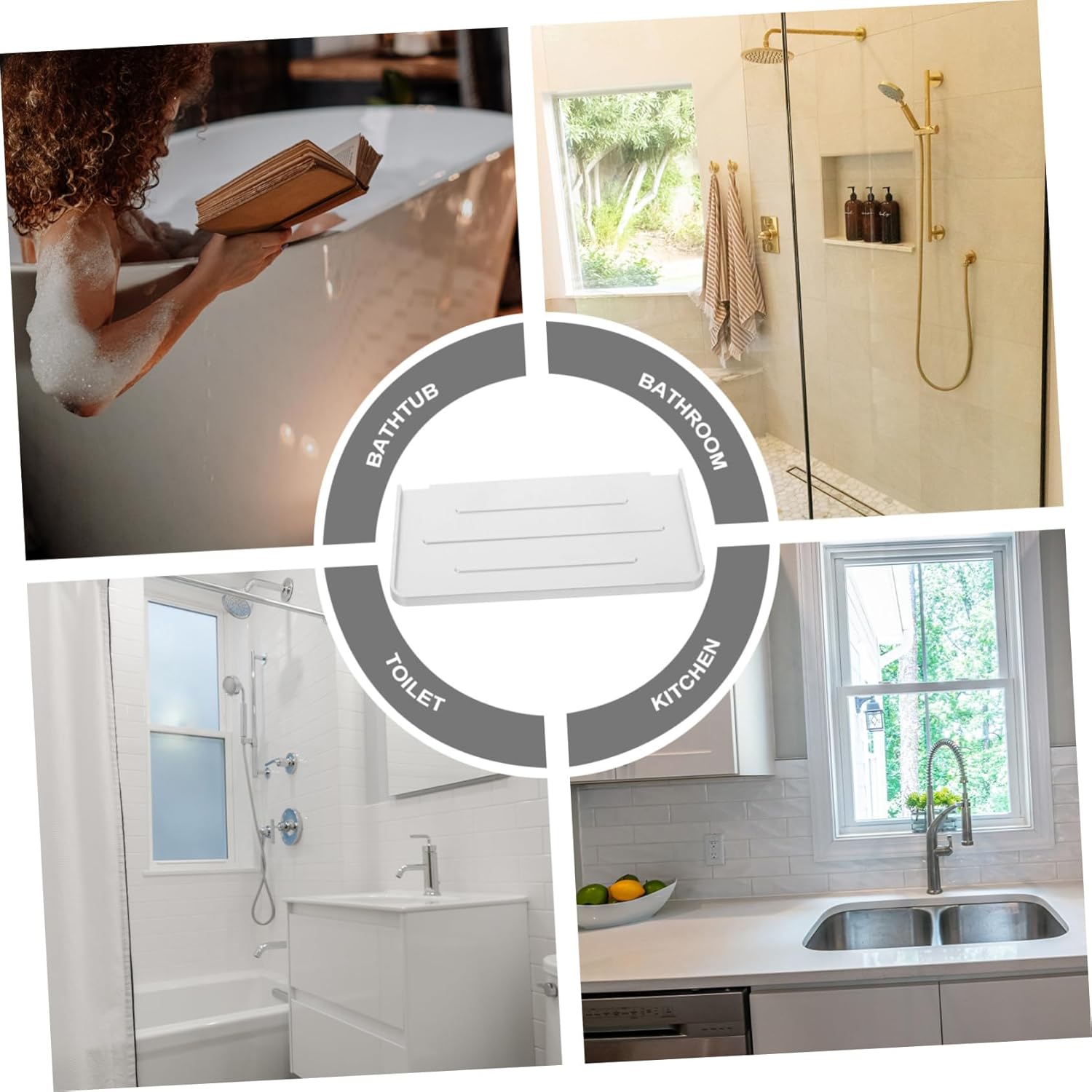 5pcs Bathroom Shelf Wall Mount Hanging Organizer Phone Holder No Drilling Shelf for Bathroom Storage