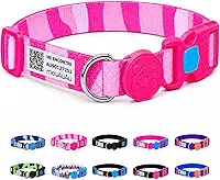 meuAuAu Coleira Cachorros Médios com Identificação QR Code, Coleira para Cães e Coleira Pet Inteligente sem Bateria, Ajustável em Poliéster Premium com Trava de Segurança (Armypink, M)