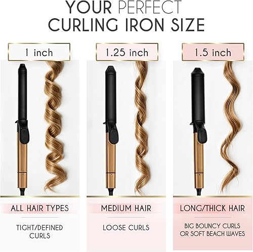 Miniatura 8 de ELLA BELLA® Rizador de pelo profesional de 1 pulgada • Rizador de pelo profesional • Varita rizadora • Plancha rizadora de cerámica • Transforma tu