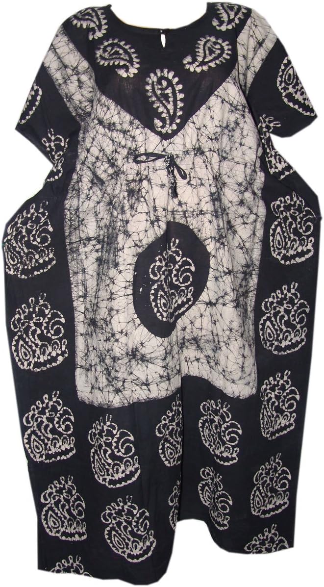 odishabazaar Cotton Solid Maxi Nighty (ak-215_White & Black_Free Size)
