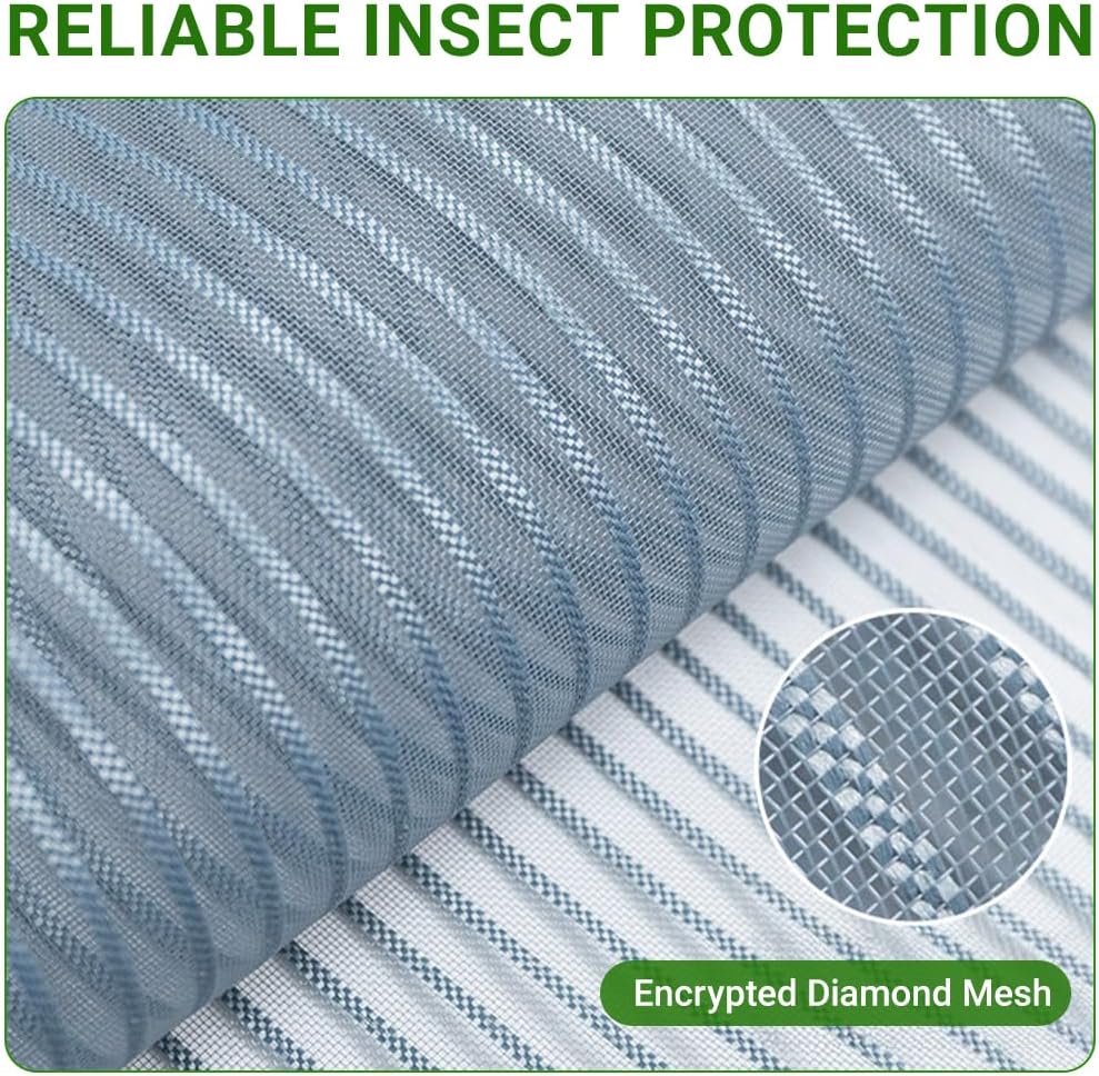 HASTHIP® Zip-up Window Mosquito Screen 90x120cm,No Drill Removable Fine Mesh Mosquito Screen Net with Lace Trim, Ventilated Mosquito Prevention Insect Window Screen