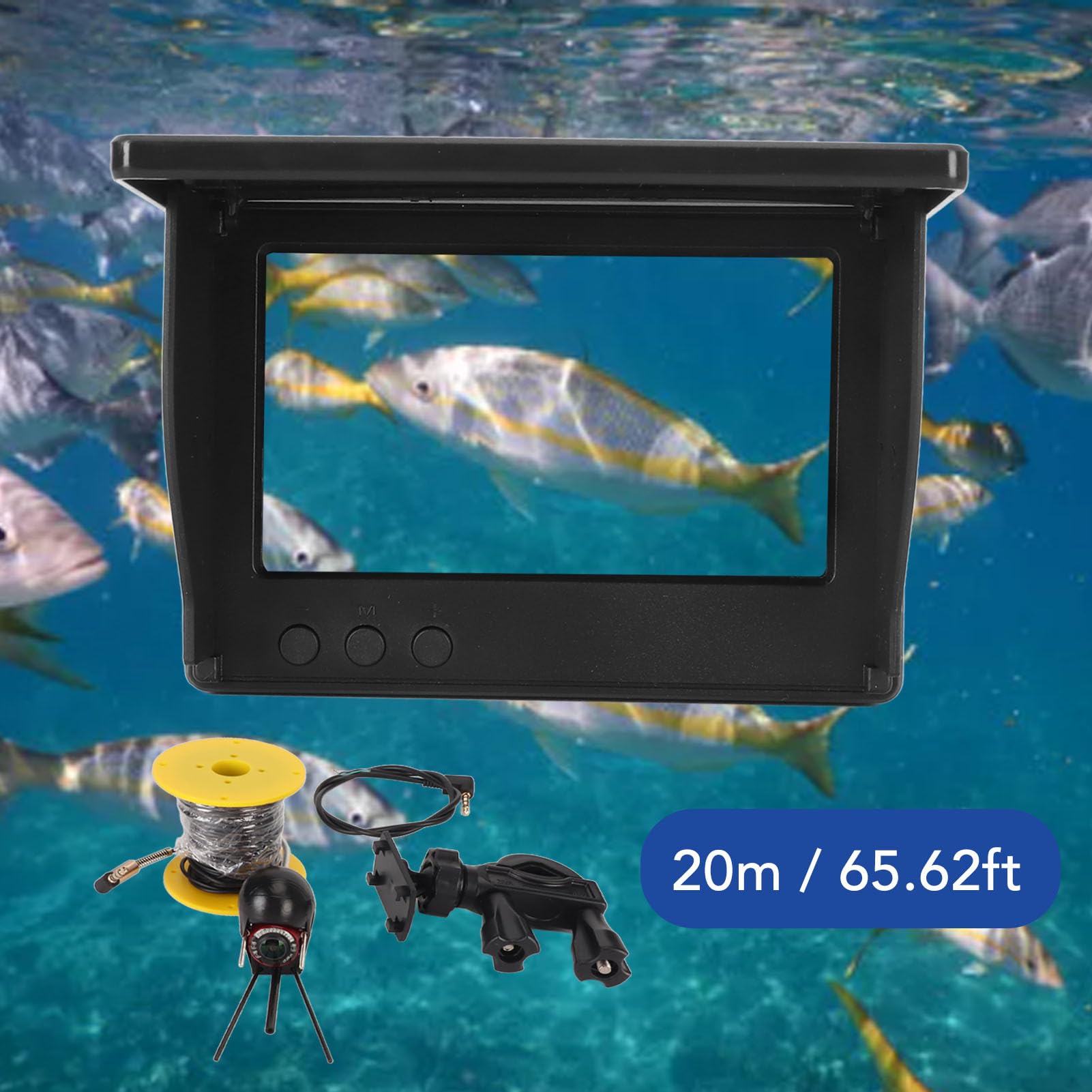 Videocamera per la Pesca Subacquea, Fish Finder Monitor LCD da 4,3 Pollici Fotocamera Impermeabile 1000TVL Fotocamera Subacquea con Luci a LED IR, per Lake Sea Boat Kayak Ice (30 m / 98,43 piedi