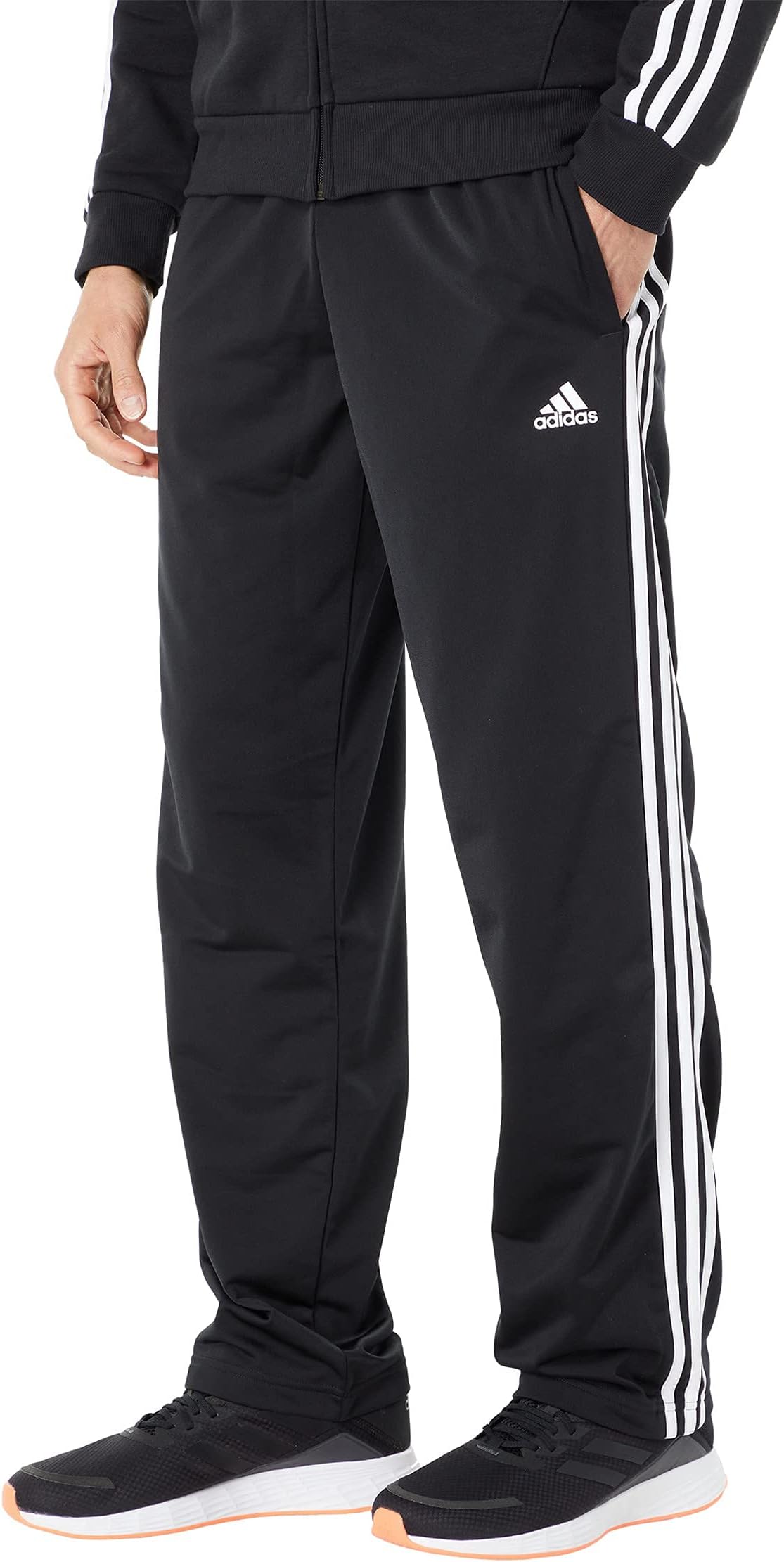 Mens Essentials Fleece Open Hem 3-Stripes Pants