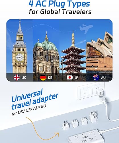 Miniatura 4 de DOACE Convertidor de 220 V a 110 V, convertidor de voltaje de 800 W de EE. UU. a Europa para alisadorrizadorteléfono, convertidor de corriente con 2