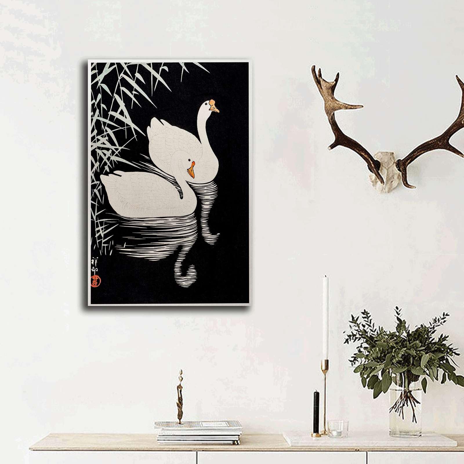 Amazon.com: GHTYER Canvas Art Prints Japanese Swan Art Print Swan
