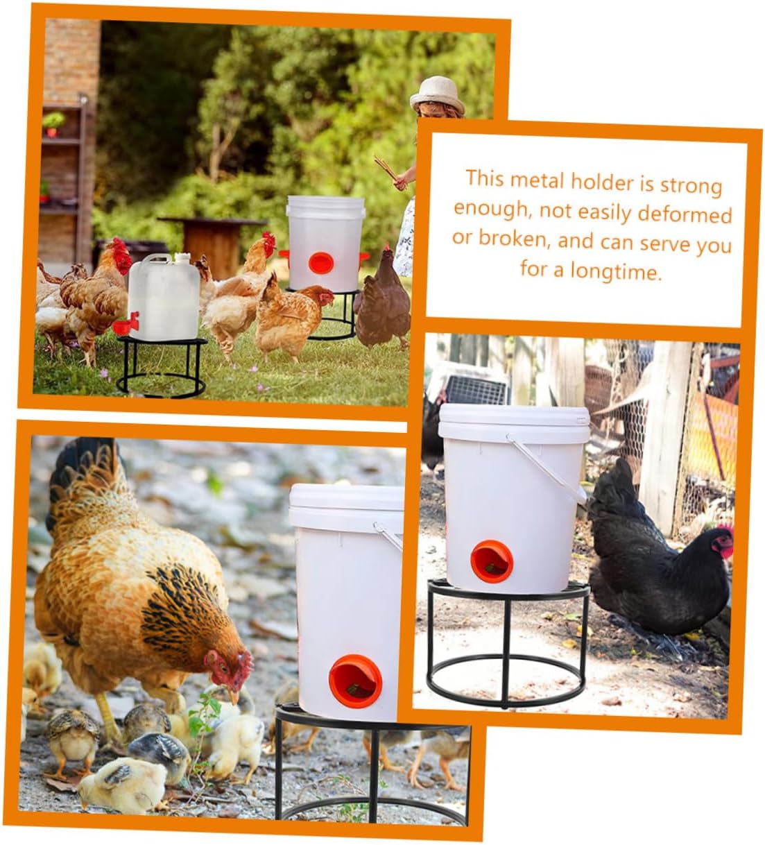 BESPORTBLE 2pcs Heavy-Duty Metal Chicken Waterer and Feeder Stand Coop Holder for Integrated Poultry Feeders Easy to Assemble and Clean Stable Support for Outdoor Use