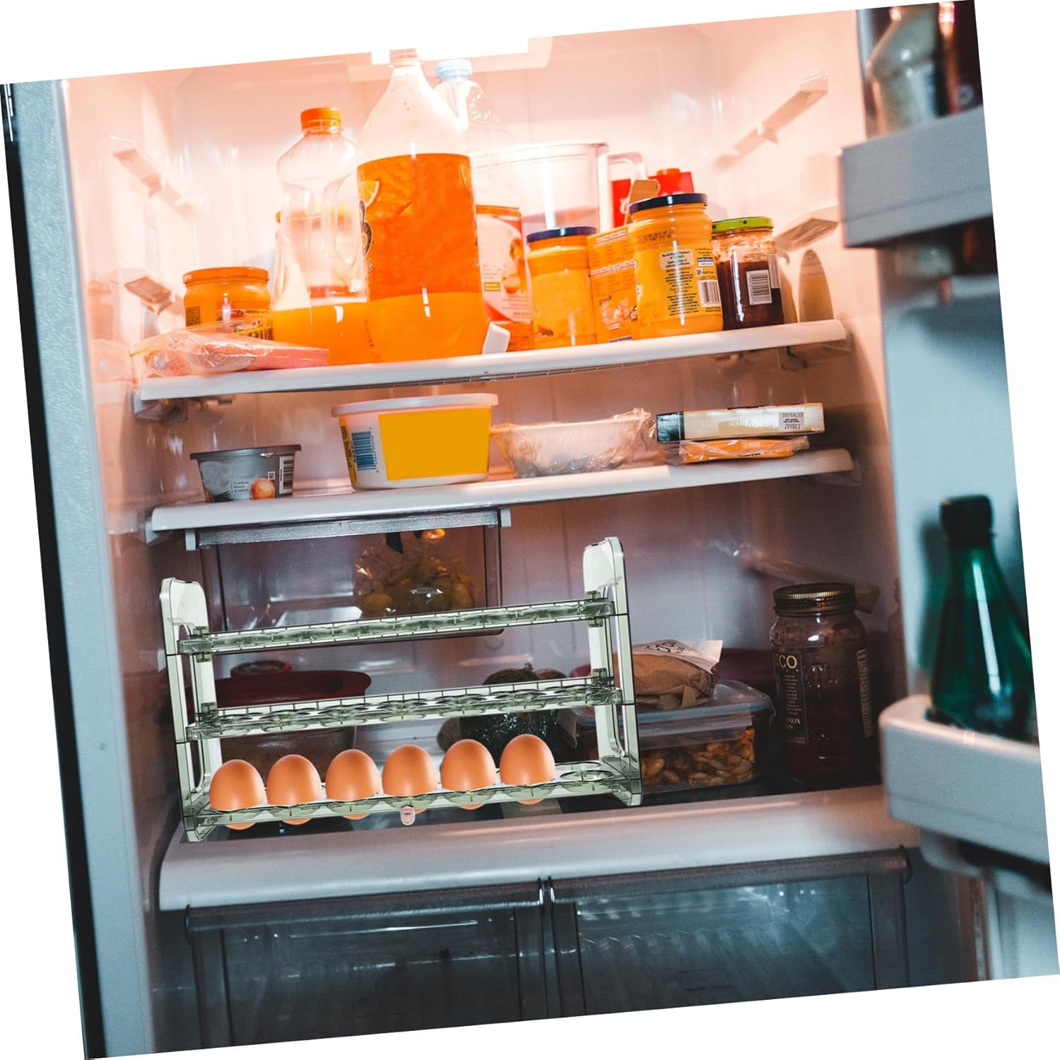 Fridge Egg Holder Flip Storage Box Home Organization Kitchen Egg Organizer Storage Rack