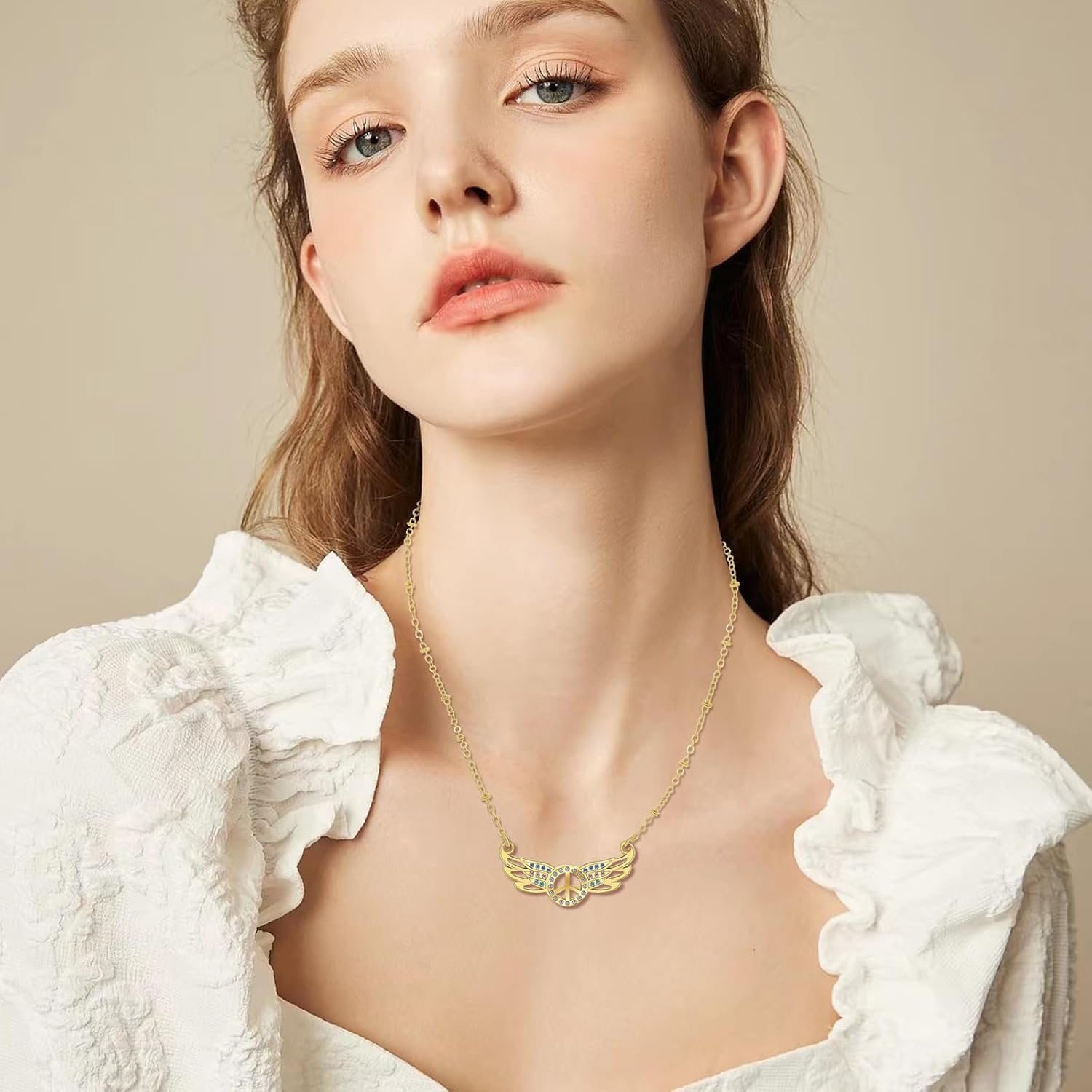 Peace Sign Hippie Necklace: Peace Symbol Diamond Wings Charm Pendant Necklaces Boho Jewelry 1960s 1970s Hippie Accessories Costume for Women Men - Image 4