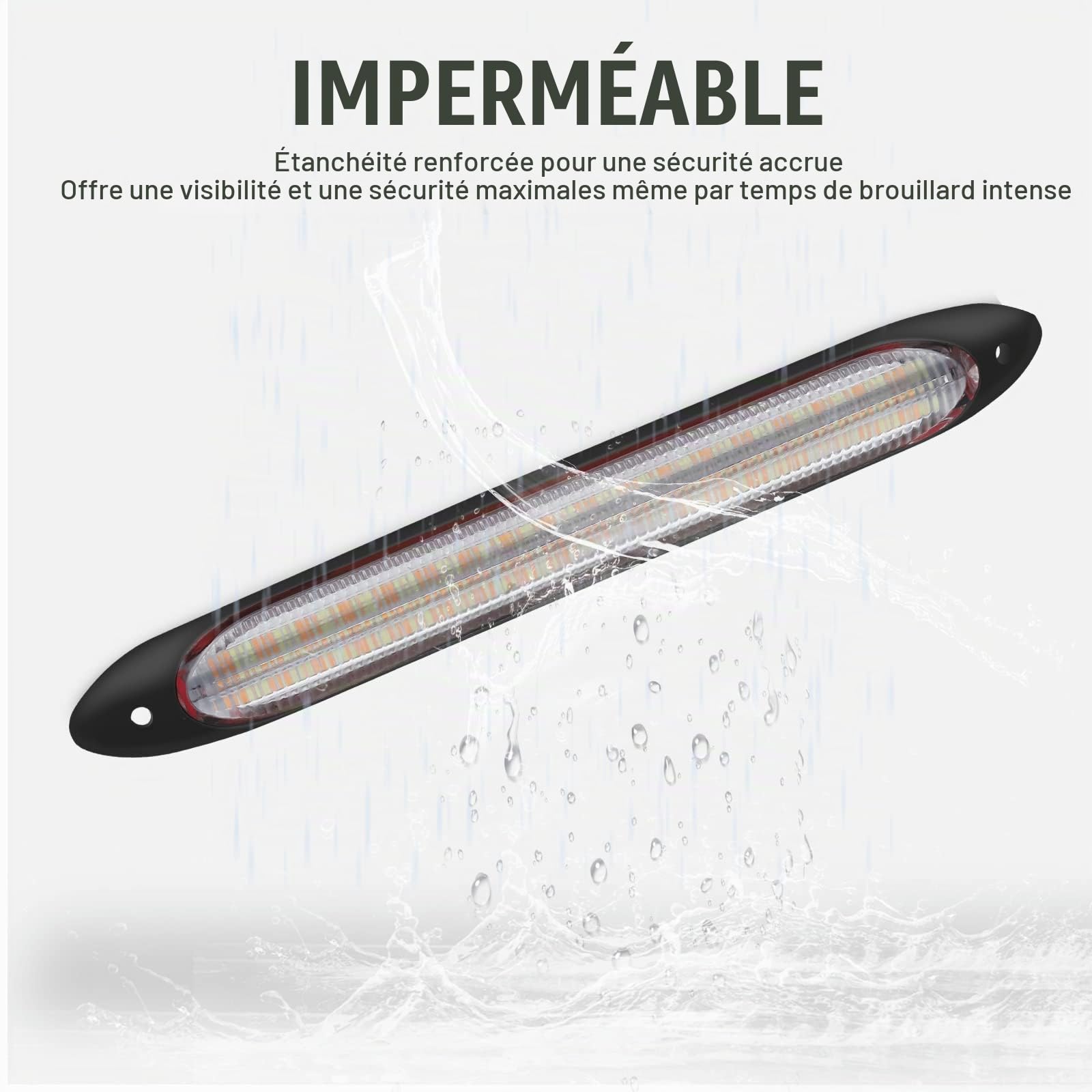 Biqing 1 Paire LED Feux de Jour 12V,Universal LED Clignotant Séquentiels Bicolore Ambre Blanc Voiture leds Bande Lumières Phare DRL Feux de Circulation Diurnes étanche(15.5CM)