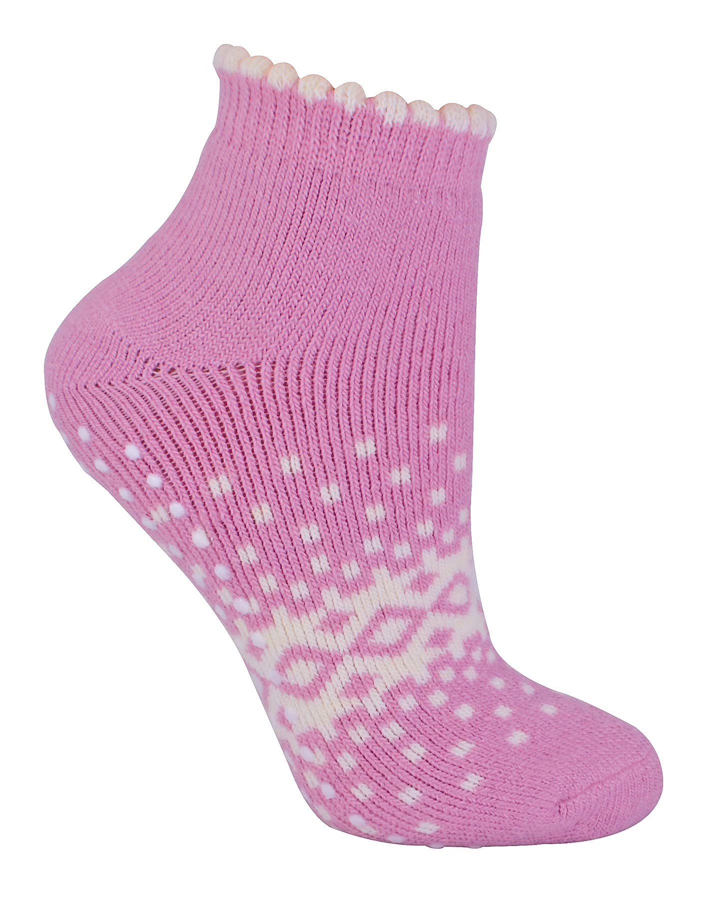 Sock Snob Women's Pink - / Thermal Low Cut Wool Non Slip Ankle Slipper Socks (4-8, )