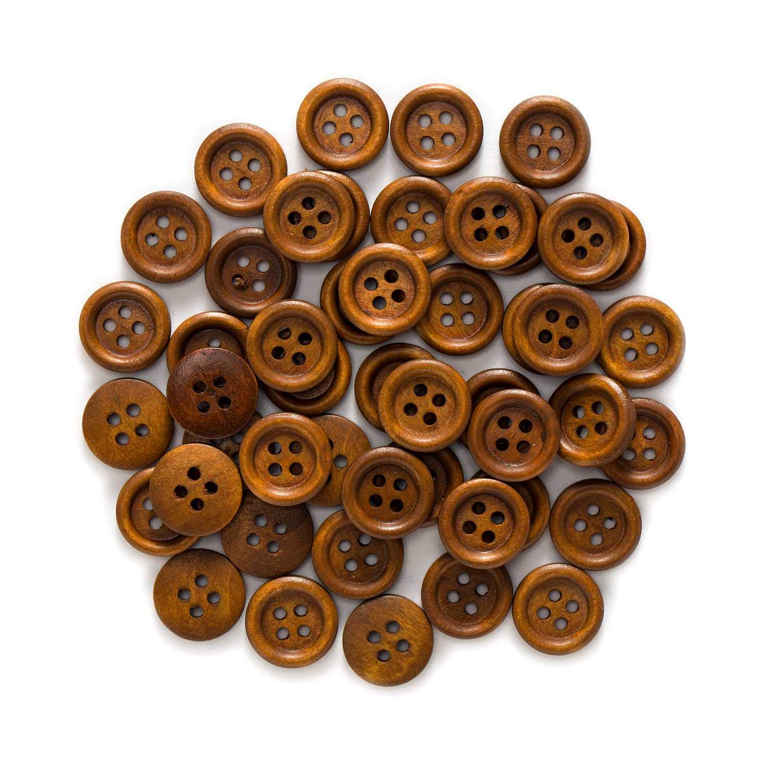 Bottone In Legno Scurissimo A 4 Fori Liscio &ndash; Merceria Rispoli