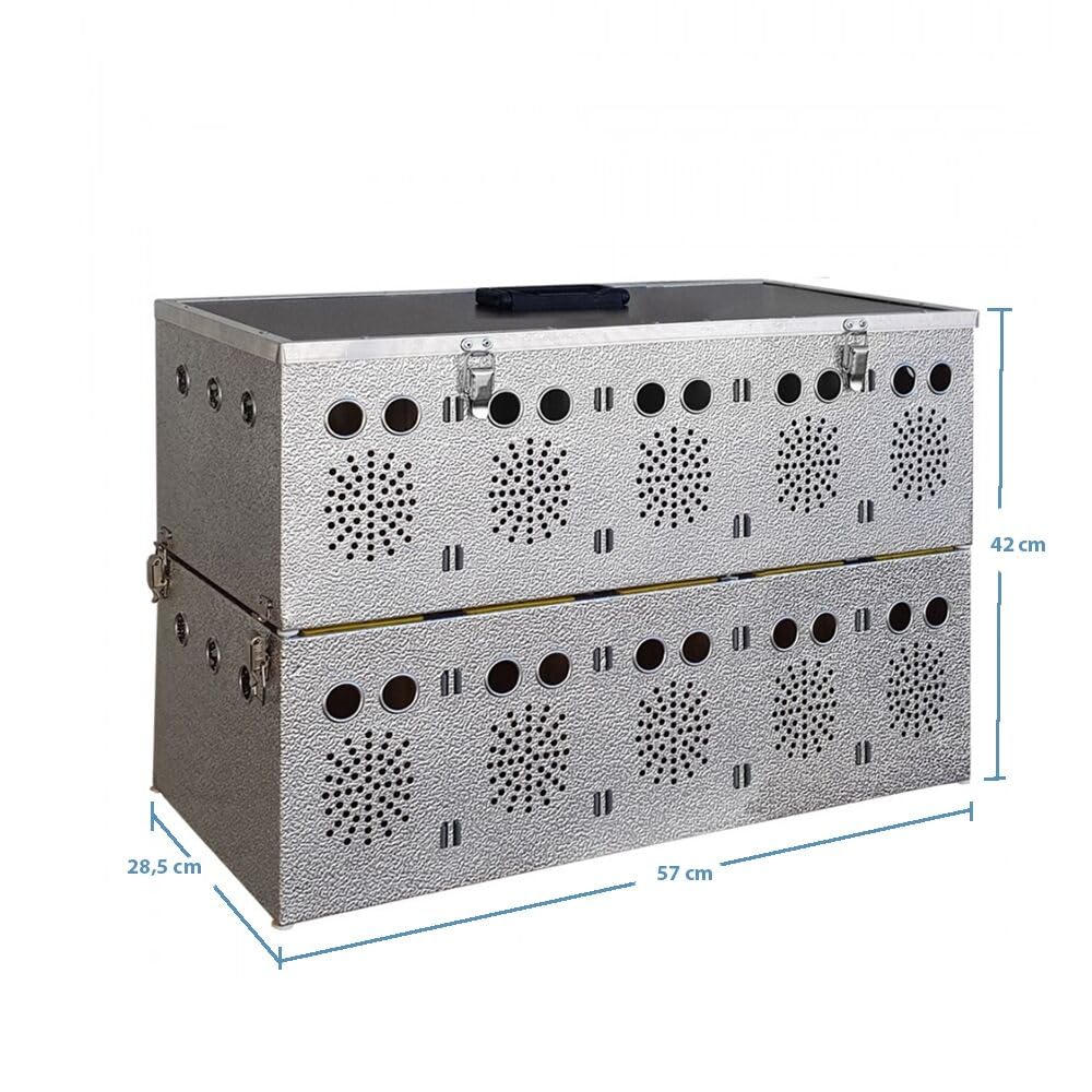 Breker Aluminium Transportbox für Kleintiere – 10 Abteile (2x6) – Transportkorb mit Einzelverschlüssen – leichte & stabile Tiertransportkiste für Kaninchen, Nagetiere & Geflügel – hygienisch & robust