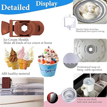 Ice Cream Maker Machine, Fully Automatic Soft Serve Maker with Compressor, Simple One-Push Operation for Homemade Ice Cream and Frozen Desserts
