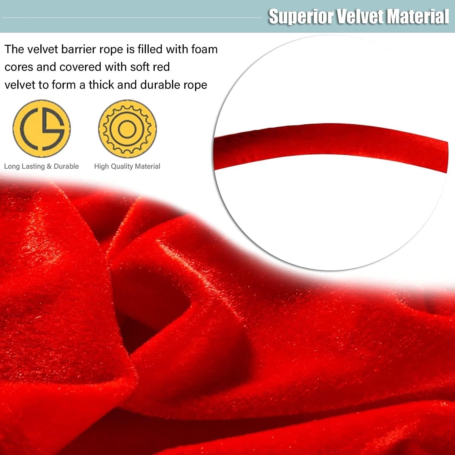 Barriere in corda di velluto, paletti in corda di velluto rosso, confezione da 4, 180 cm/71 pollici, controllo code VIP, ideali per feste, matrimoni, eventi sul tappeto rosso, anteprime cine