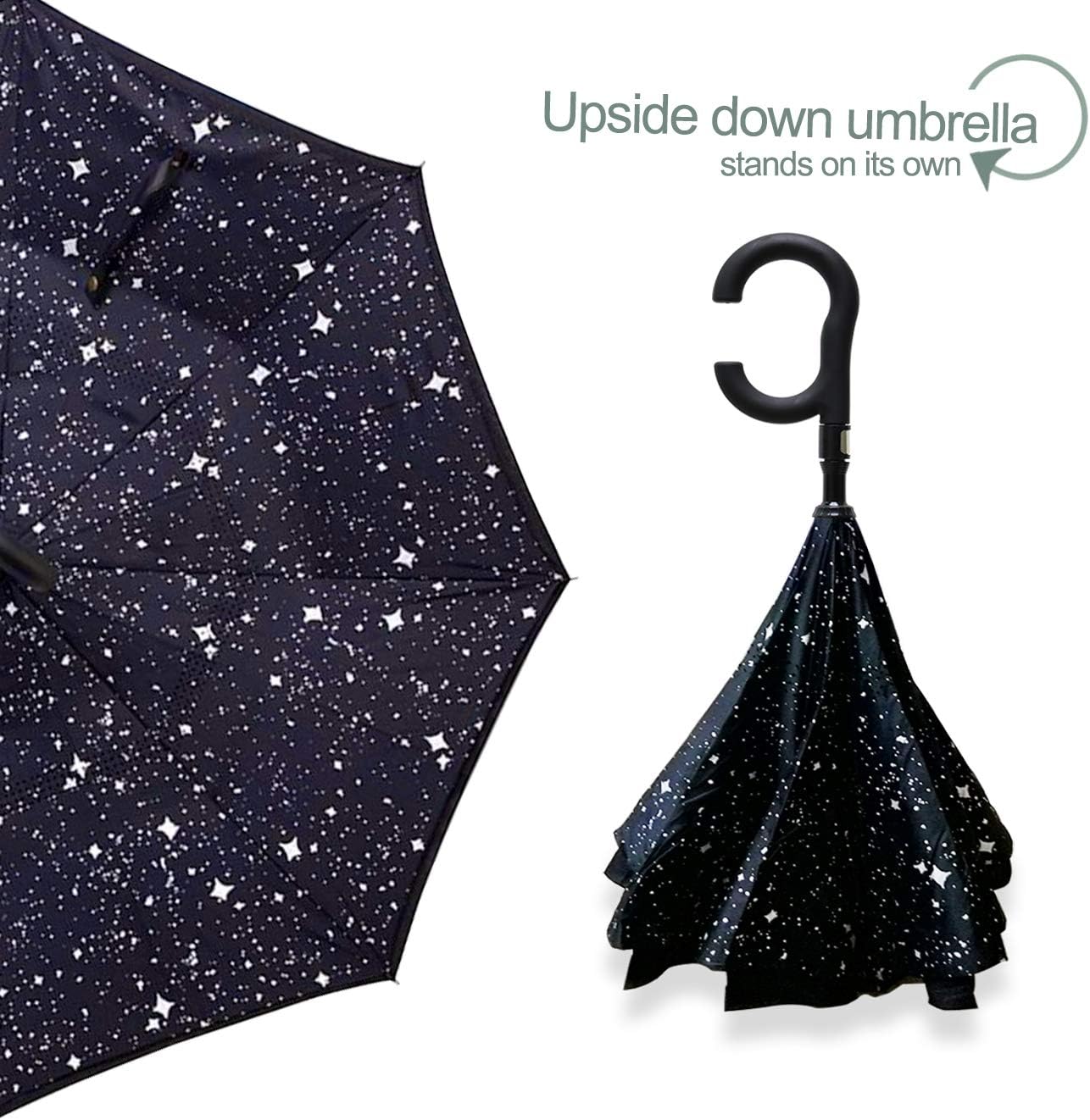 ZOMAKE Auto Open Inverted Umbrella Double Layer Reverse Umbrella, UV Protection Windproof Straight Umbrella Inside Out Umbrella for Car Rain Outdoor with C-Shaped Handle
