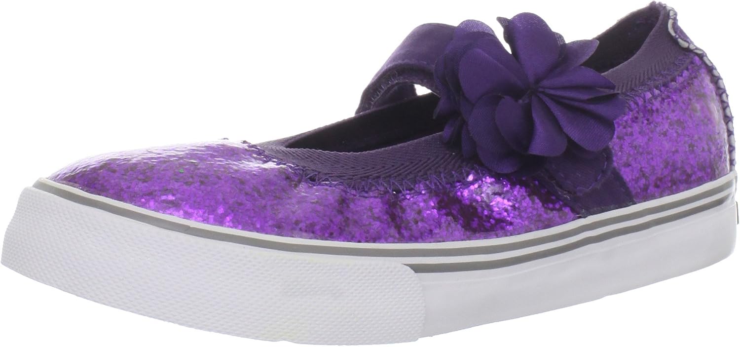 Morgan & Milo Kid's Sparkle Floral Mary Jane Sneaker (Infant/Toddler/Little Kid), Deep Purple, 2 M US Infant