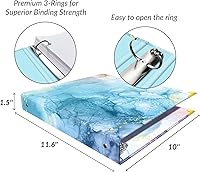 Vista 3 de Elegante carpeta de 3 anillos de 1 pulgada, bonito organizador de tres anillos para papel tamaño carta, carpeta de 1 pulgada con divisores