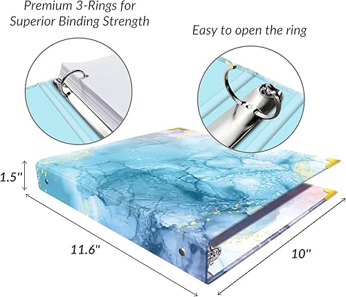 Miniatura 3 de Carpeta de 3 anillos, carpeta de tres anillos para papel tamaño carta, carpeta de anillos redondos de 1 pulgada con divisores, organizador