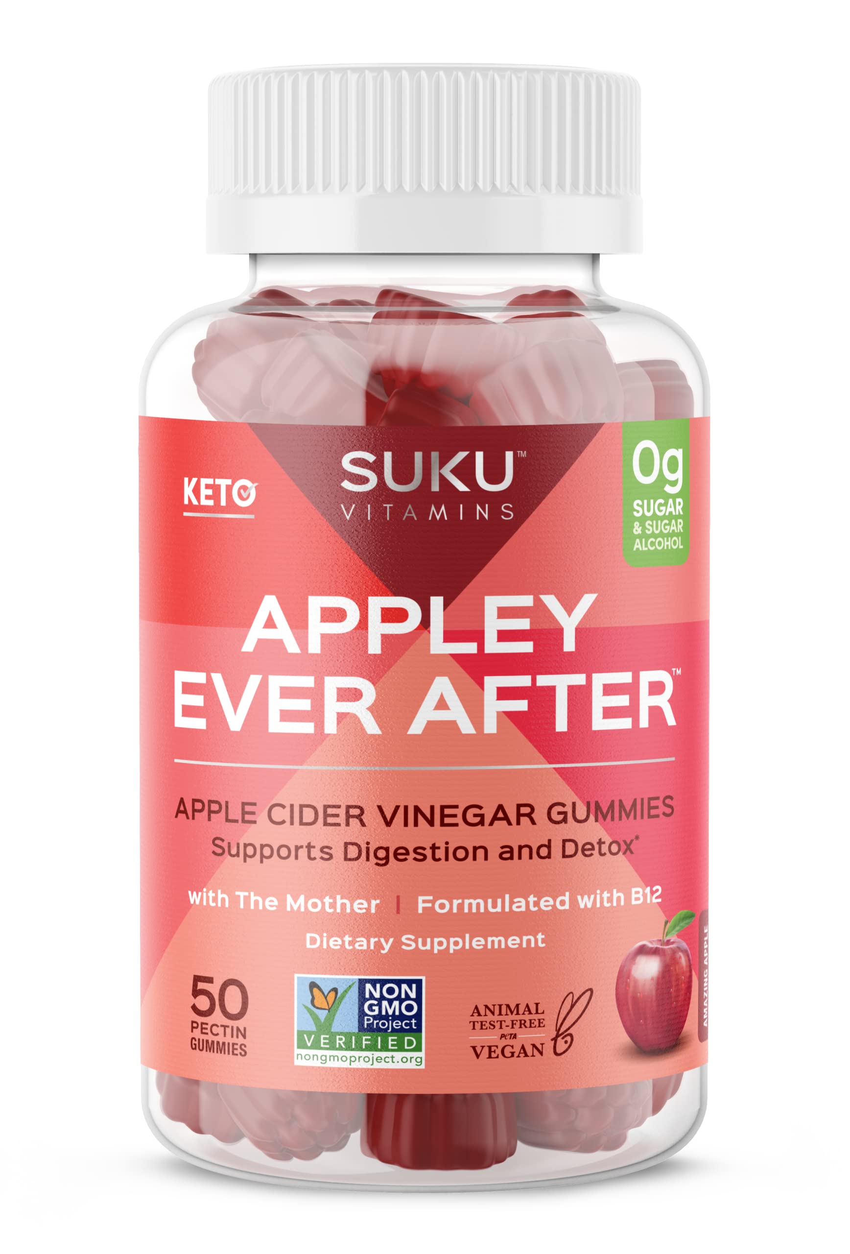 SUKU Apple Cider Vinegar Gummies with Mother, 1020mg, Sugar Free